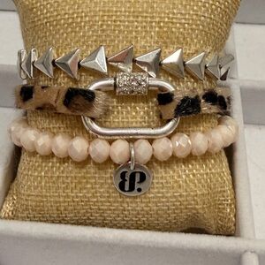 BOMB PARTY! Highly sought after stack! Silver and Blush Beaded Bracelet